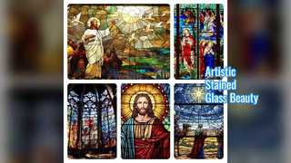 Handgeschilderde glas-in-loodpanelen Luxe decor